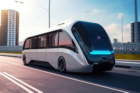 Futuristic Electric Bus with Sleek and Futuristic Design Traveling ...