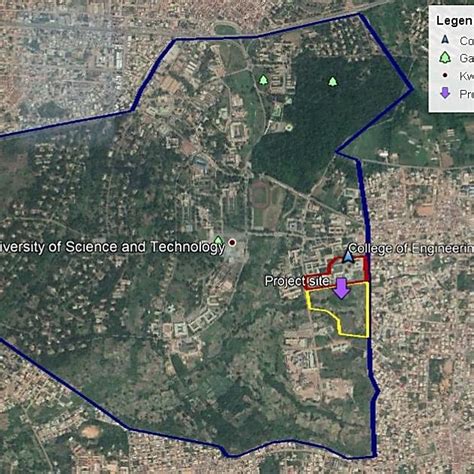 Map of KNUST showing the proposed site obtained from Google Earth Pro | Download Scientific Diagram