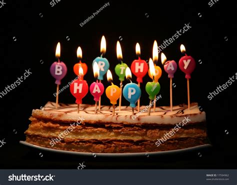 Happy Birthday Candles On Cake Stock Photo 17594962 - Shutterstock