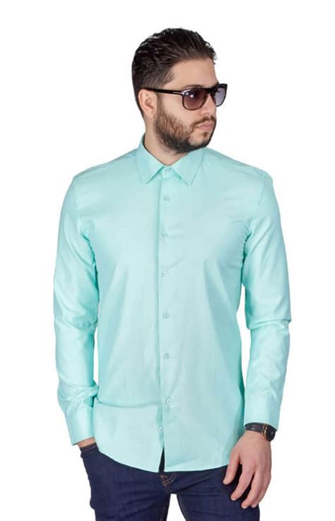 Mint Green Slim Fit Wrinkle Dress Shirt – ÃZARMAN