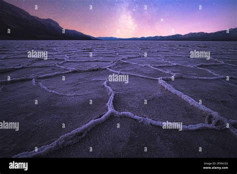 Beautiful, inspiring landscape and halite texture of the Badwater Basin ...