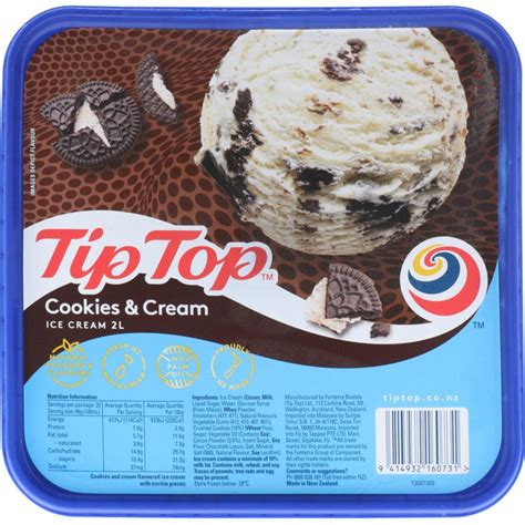 Buy tip top ice cream cookies & cream 2l online at countdown.co.nz