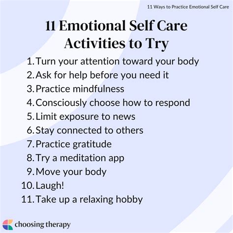 11 Ways to Practice Emotional Self-Care | ChoosingTherapy.com