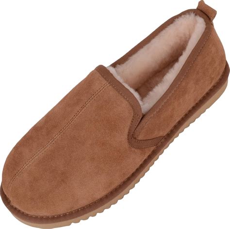 Amazon.com | House of Cambridge Mens Full Sheepskin Slippers with ...