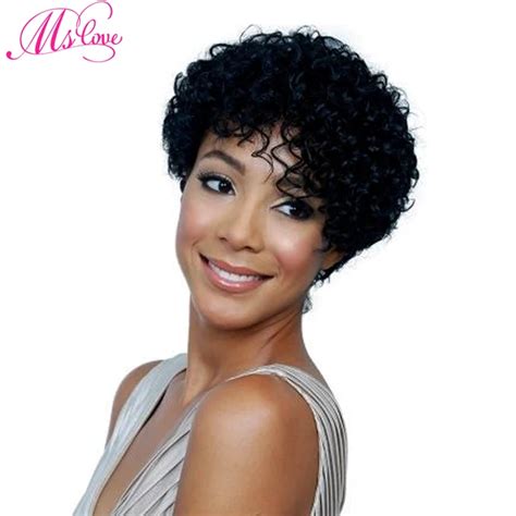 Ms Love Curly Human Hair Wigs Short Brazilian Hair Wig Non Remy Human Hair Wigs For Women Free ...