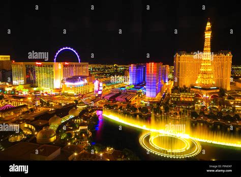 The aerial view of vibrant Las Vegas strip at night - a niche travel attraction of USA Stock ...