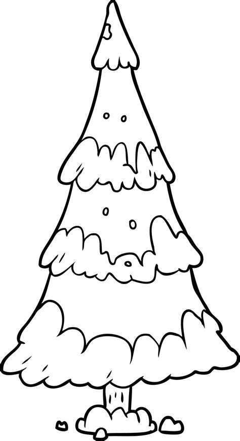 line drawing of a snowy christmas tree 12549285 Vector Art at Vecteezy