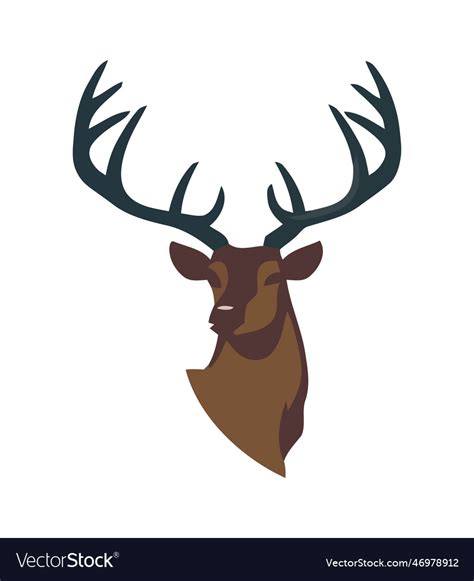 Horned stag head isolated icon Royalty Free Vector Image