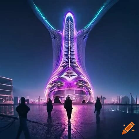 Futuristic city gateway on Craiyon