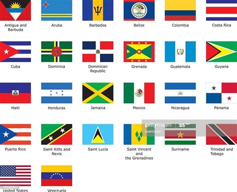 flags of Caribbean with an aspect ratio of 2:3 with country names ...