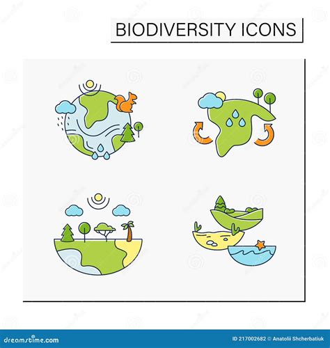 Biodiversity Color Icons Set Stock Vector - Illustration of wildlife ...