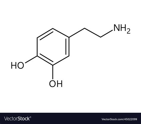 Dopamine Structural Chemical Formula And Model Of Molecule Vector ...