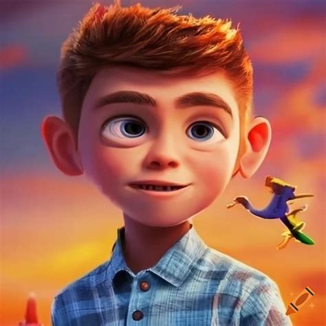 Poster of a pixar movie featuring a boy on Craiyon
