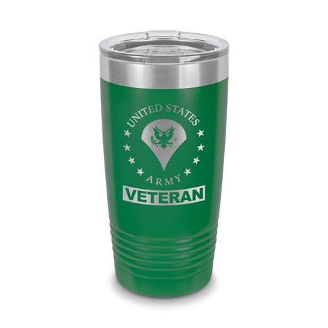 E-4 Specialist Veteran US Army Rank Tumbler 20 oz - Laser Engraved w/ Clear Lid - Stainless ...