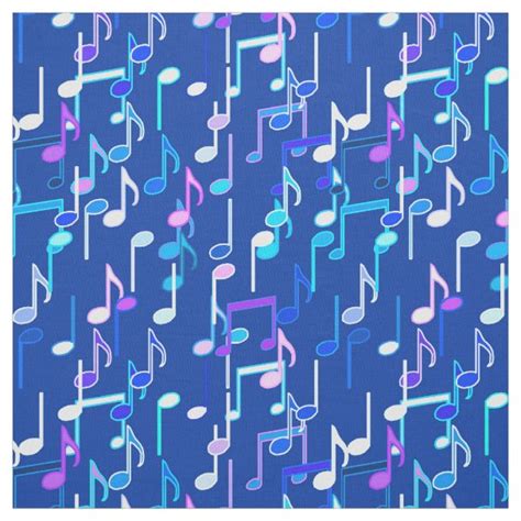 Musical Notes print - turquoise, multi Fabric | Zazzle