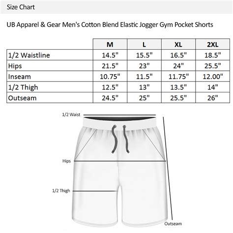 Shorts Size Chart Men