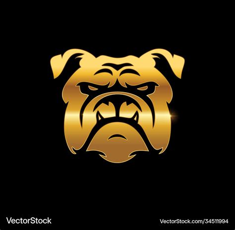 Golden bulldog logo sign Royalty Free Vector Image