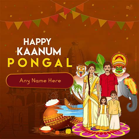 Happy Kaanum Pongal Card With Name Edit