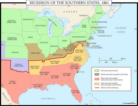 Secession of the Southern States, 1861 Map | Maps.com.com