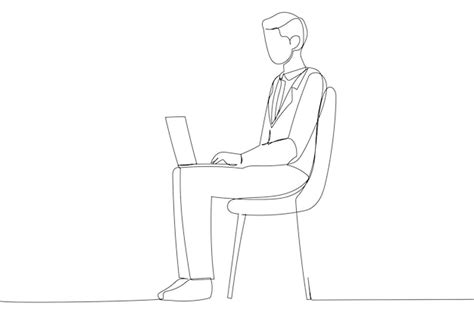 Premium Vector | Drawing of serious young business man sitting on chair ...