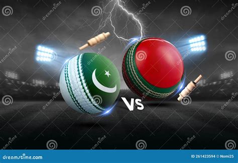 Pakistan Vs Bangladesh Cricket Balls with Flag Stock Illustration ...