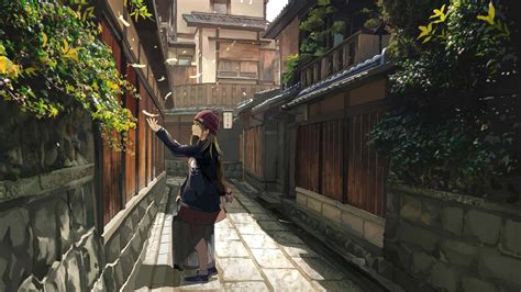 Wallpaper ID: 103807 / digital art, artwork, anime, anime girls, alleyway, street, Japan ...