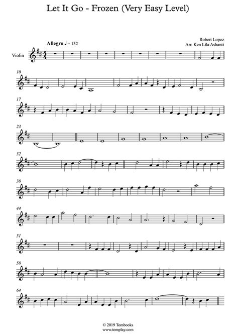 Let It Go - Frozen (Very Easy Level) (Menzel) - Violin Sheet Music