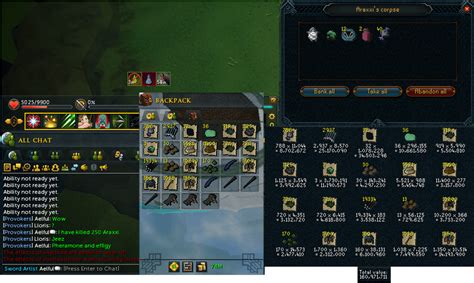 250 Araxxi kill loot tab : runescape