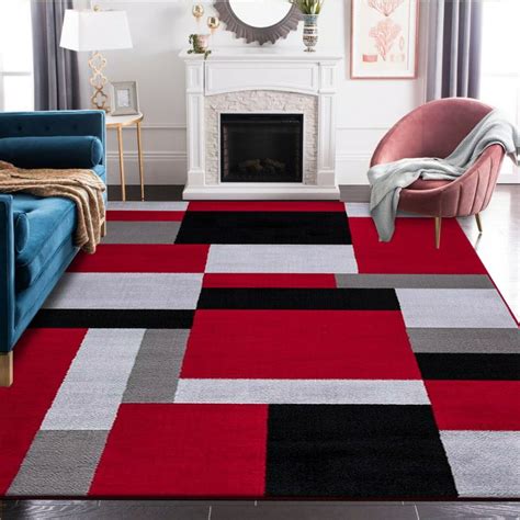 Washable Large Area Rug For Living Room Bedroom Hall Red Rug Bedroom ...