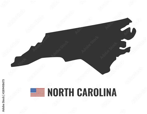 North Carolina map isolated on white background silhouette. North ...