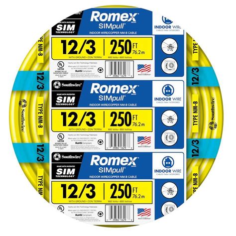 Southwire Romex SIMpull 250-ft 12/3 Non-Metallic Wire (By-the-Roll) at Lowes.com