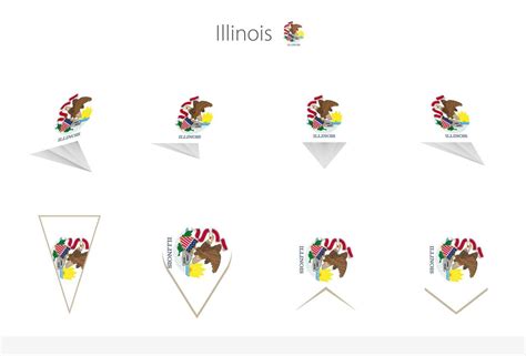 Illinois US State flag collection, eight versions of Illinois vector ...