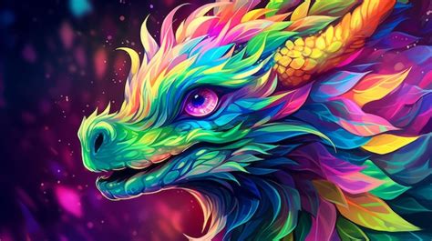 Premium AI Image | Fantasy dragon Abstract painting art Colorful ...