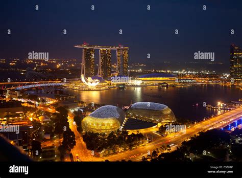 Marina Bay Sands Hotel, Singapore night view Stock Photo - Alamy