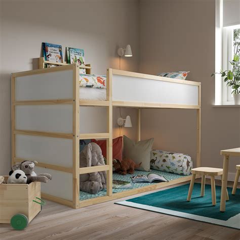 KURA Reversible bed, white, pine, Twin - IKEA