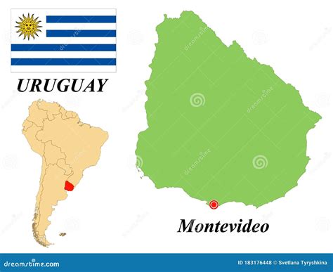 Flag Map Capital of Uruguay Stock Vector - Illustration of design, symbol: 183176448