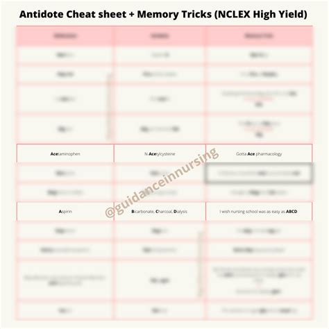 Nursing Antidote Cheat Sheet NCLEX High Yield - Etsy