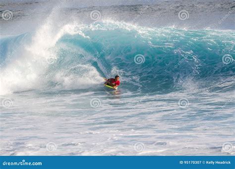 A Body Board Surfer Riding a Wave Editorial Photography - Image of bodyboarding, hawaii: 95170307