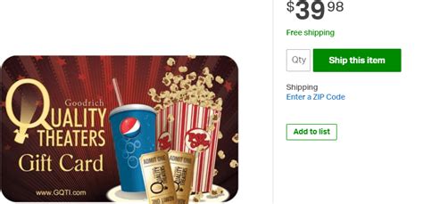 Sam's Club Goodrich Quality Theaters Gift Card Promotion: $50 GC for $39.98