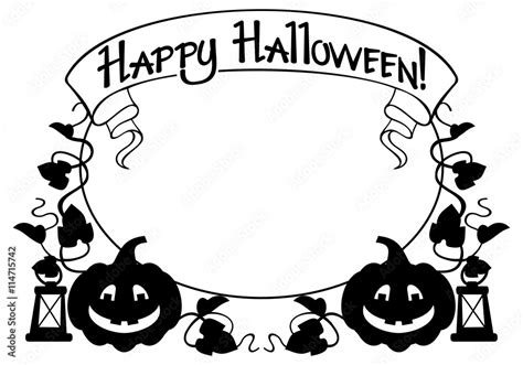 Black and white frame with Halloween pumpkin and text "Happy Halloween ...