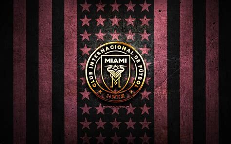 Download wallpapers Inter Miami flag, MLS, pink black metal background ...