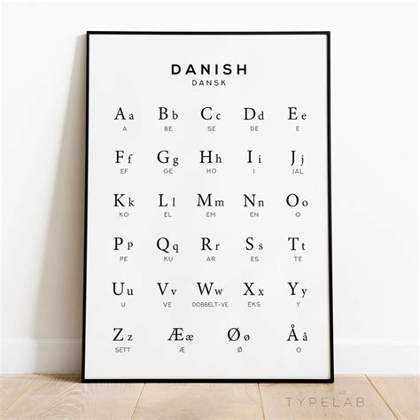 Danish Alphabet Print, Language Learning Wall Art – Typelab