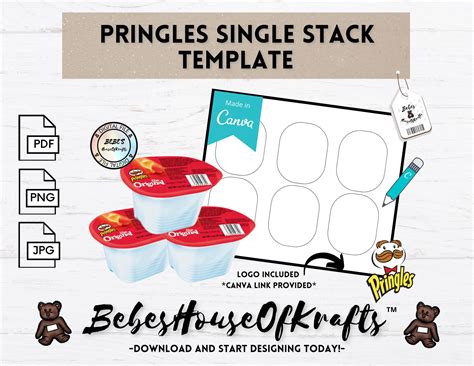 Blank Pringles Single Stack Label Template Canva Link DIY Template Digital Download - Etsy ...