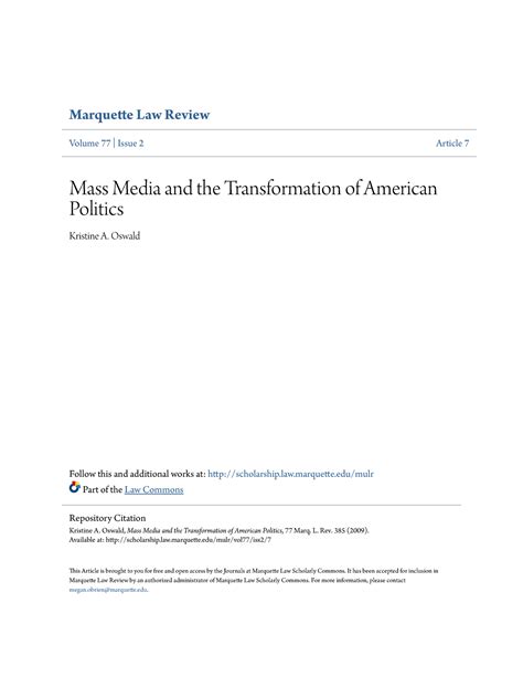 Mass Media and the Transformation of American Politics-1 - Marque'e Law ...