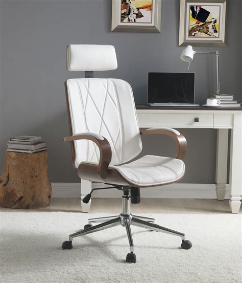 ACME Yoselin Office Chair in White Leatherette and Walnut - Walmart.com