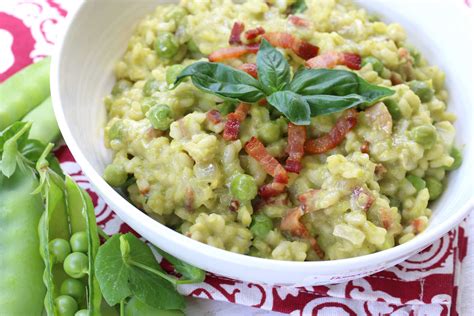 Sweet Pea Risotto with Basil & Pancetta - The Daring Gourmet