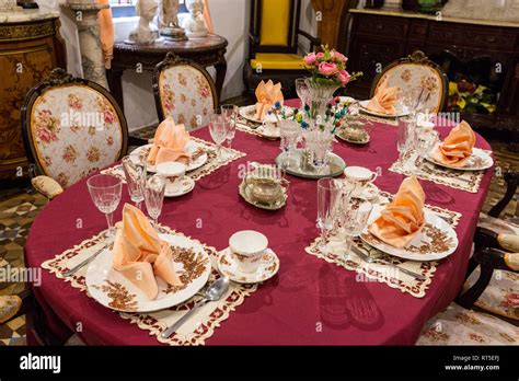 Peranakan Mansion, Small Dining Room Table Setting, George Town, Penang, Malaysia Stock Photo ...