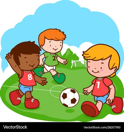 Kids playing soccer Royalty Free Vector Image - VectorStock