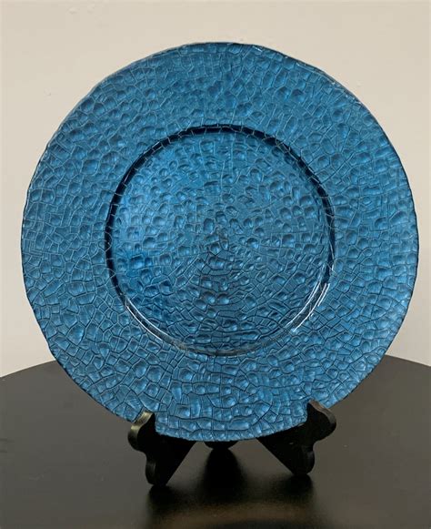 GLASS CHARGER PLATE NAVY BLUE STONE - Eventlyst