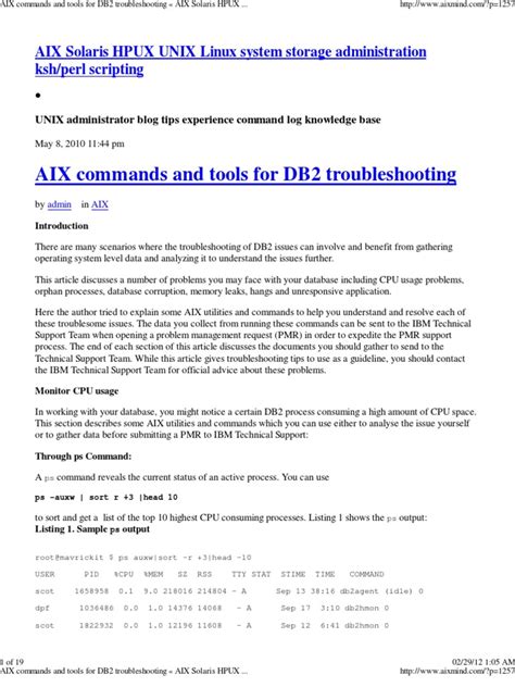 AIX Commands and Tools For DB2 Troubleshooting AIX Solaris HPUX UNIX ...